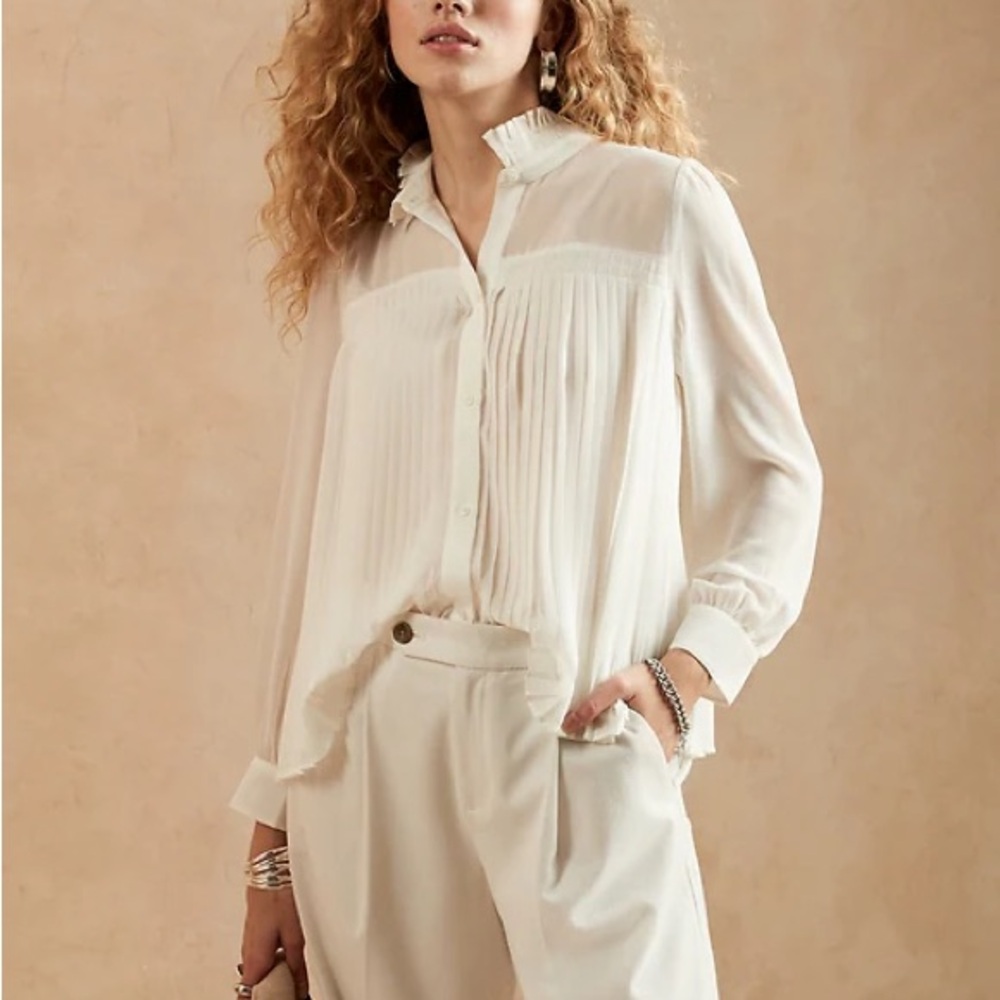 Elegant White Pleated Blouse